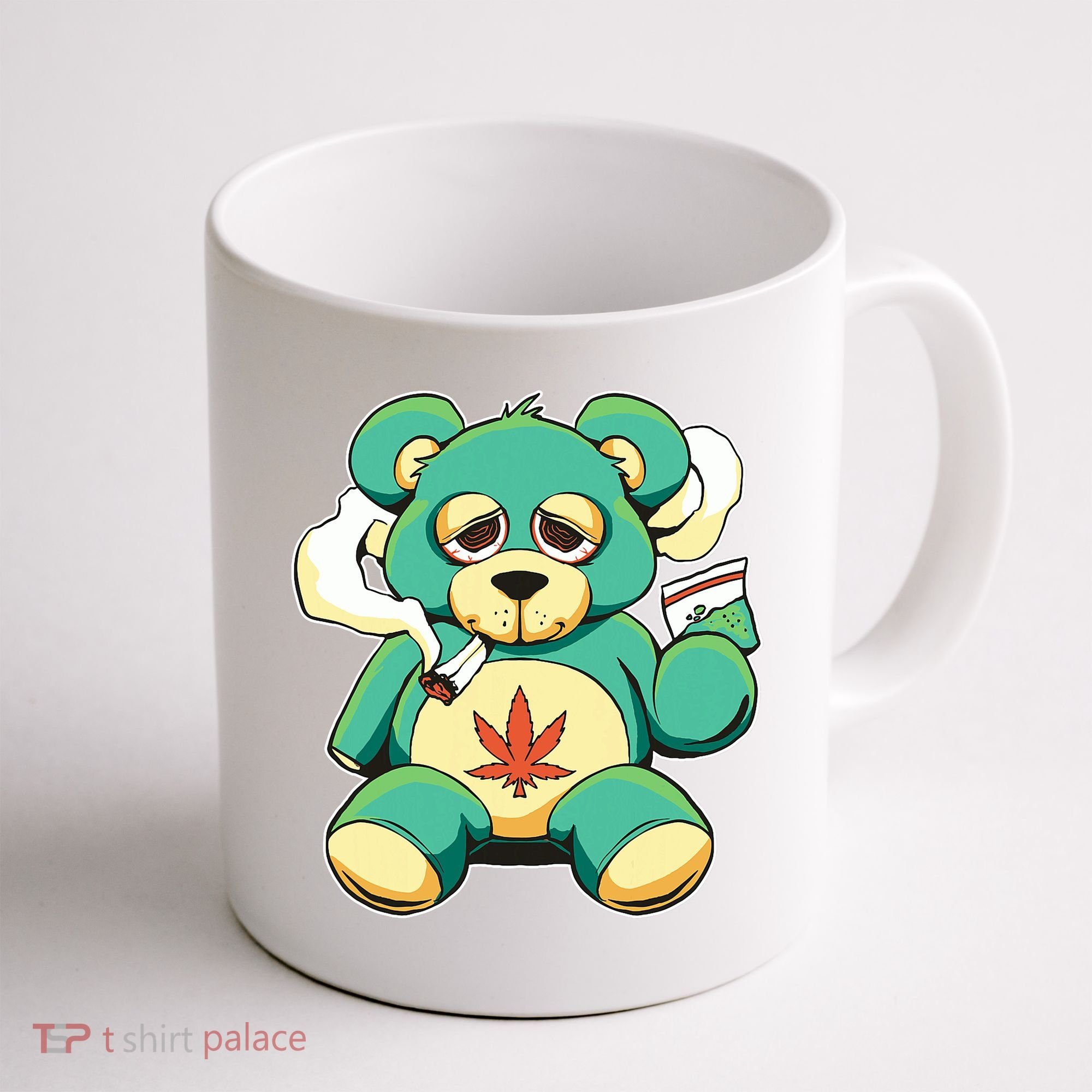 Teddy Bear Pot Leaf 420 Marijuana Weed Cannabis Smokin  Coffee Mug