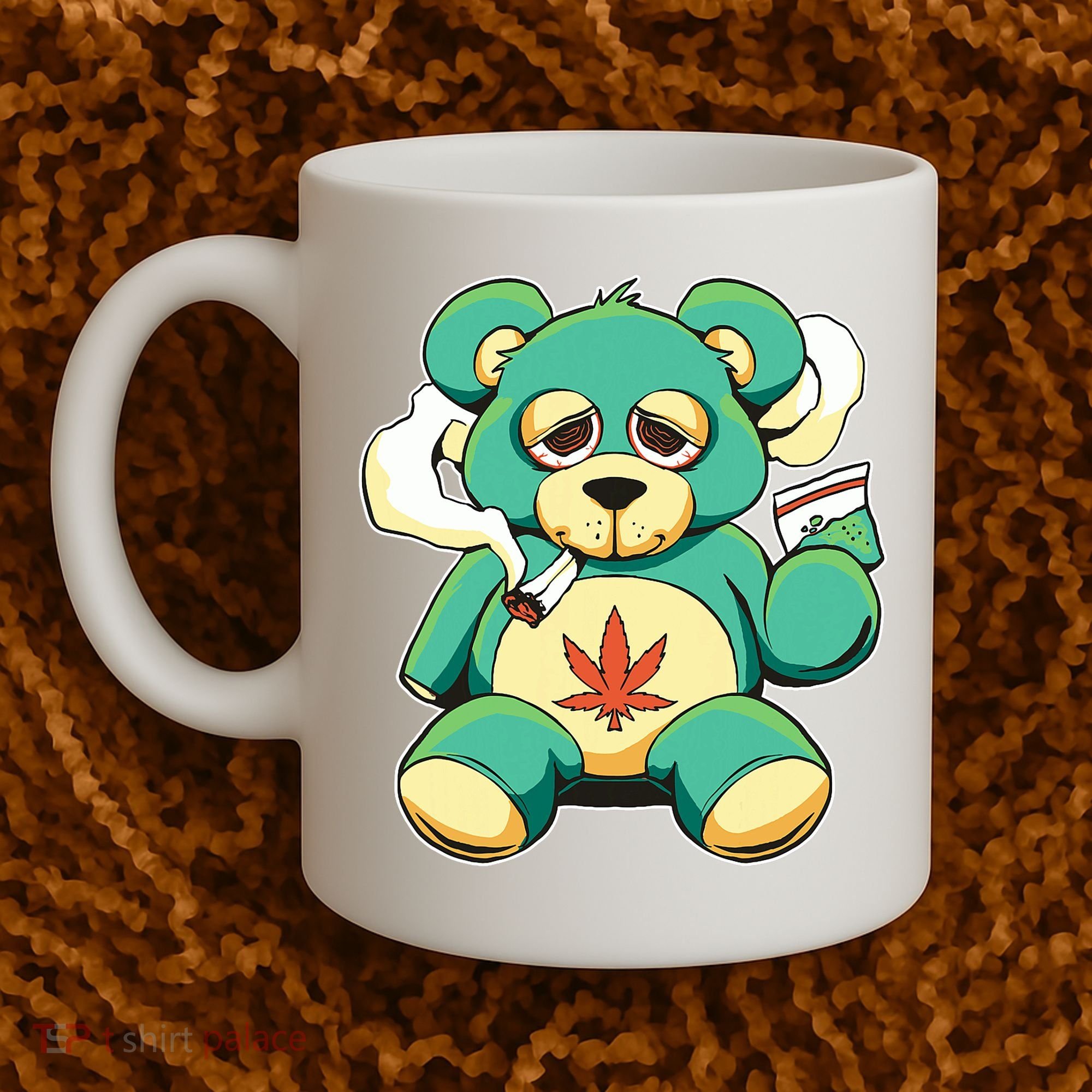 Teddy Bear Pot Leaf 420 Marijuana Weed Cannabis Smokin  Coffee Mug