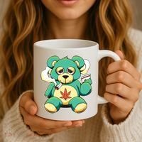 Teddy Bear Pot Leaf 420 Marijuana Weed Cannabis Smokin  Coffee Mug thumb 3
