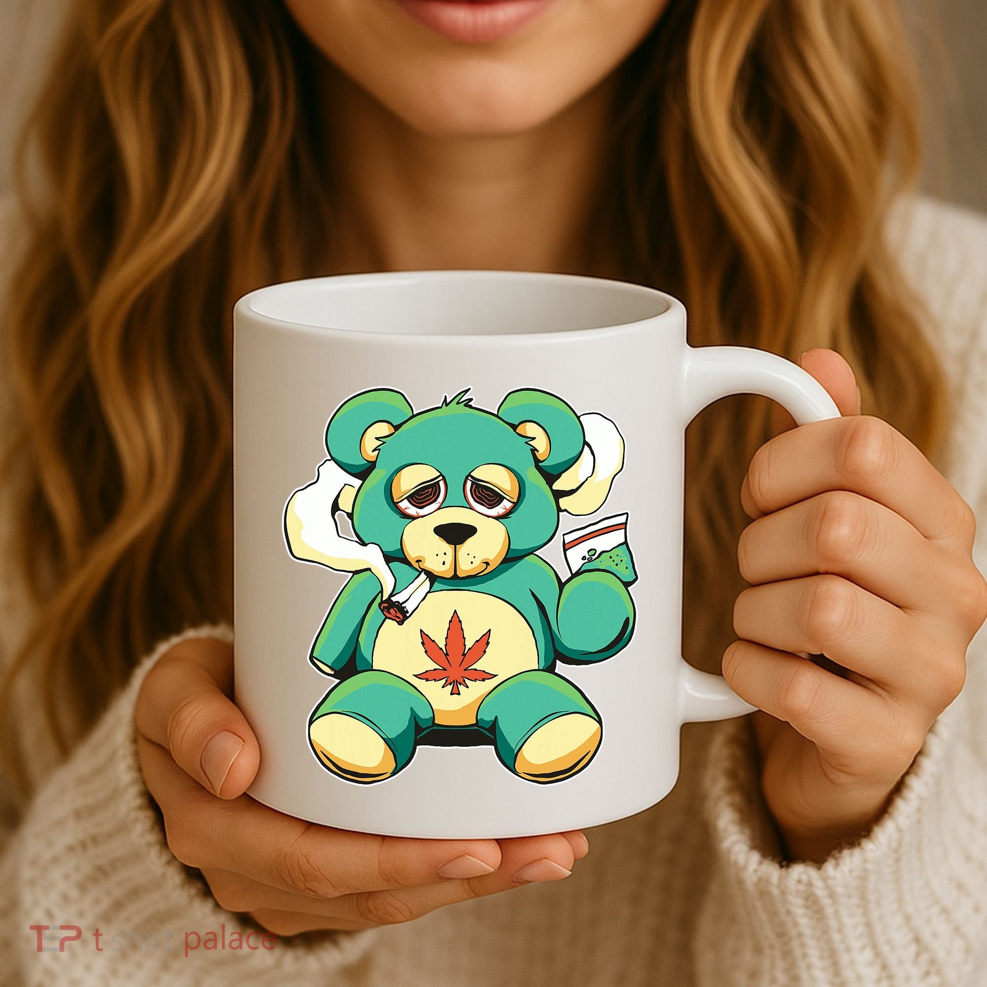 Teddy Bear Pot Leaf 420 Marijuana Weed Cannabis Smokin  Coffee Mug
