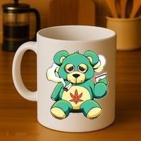 Teddy Bear Pot Leaf 420 Marijuana Weed Cannabis Smokin  Coffee Mug thumb 4