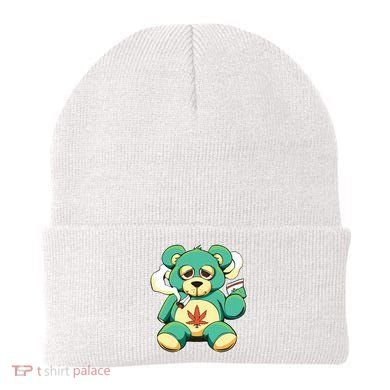 Teddy Bear Pot Leaf 420 Marijuana Weed Cannabis Smokin  Beanie