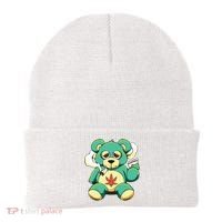 Teddy Bear Pot Leaf 420 Marijuana Weed Cannabis Smokin  Beanie thumb 0