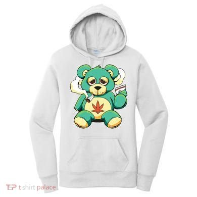 Teddy Bear Pot Leaf 420 Marijuana Weed Cannabis Smokin  Women's Hoodie