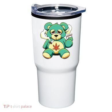 Teddy Bear Pot Leaf 420 Marijuana Weed Cannabis Smokin  Tumbler