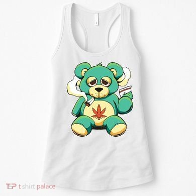 Teddy Bear Pot Leaf 420 Marijuana Weed Cannabis Smokin  Women's Tank Top