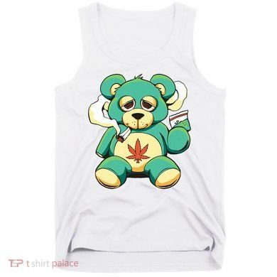 Teddy Bear Pot Leaf 420 Marijuana Weed Cannabis Smokin  Tank Top