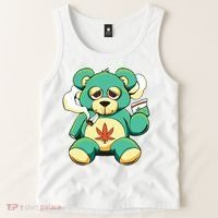 Teddy Bear Pot Leaf 420 Marijuana Weed Cannabis Smokin  Tank Top thumb 2