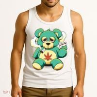 Teddy Bear Pot Leaf 420 Marijuana Weed Cannabis Smokin  Tank Top thumb 3