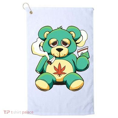 Teddy Bear Pot Leaf 420 Marijuana Weed Cannabis Smokin  Golf Towel