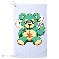 Teddy Bear Pot Leaf 420 Marijuana Weed Cannabis Smokin  Golf Towel thumb 0