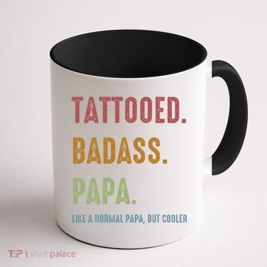 Tattooed Badass Papa Inked FatherS Day Present Coffee Mug back