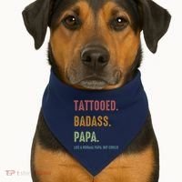 Tattooed Badass Papa Inked FatherS Day Present USA-Made Doggie Bandana thumb 1