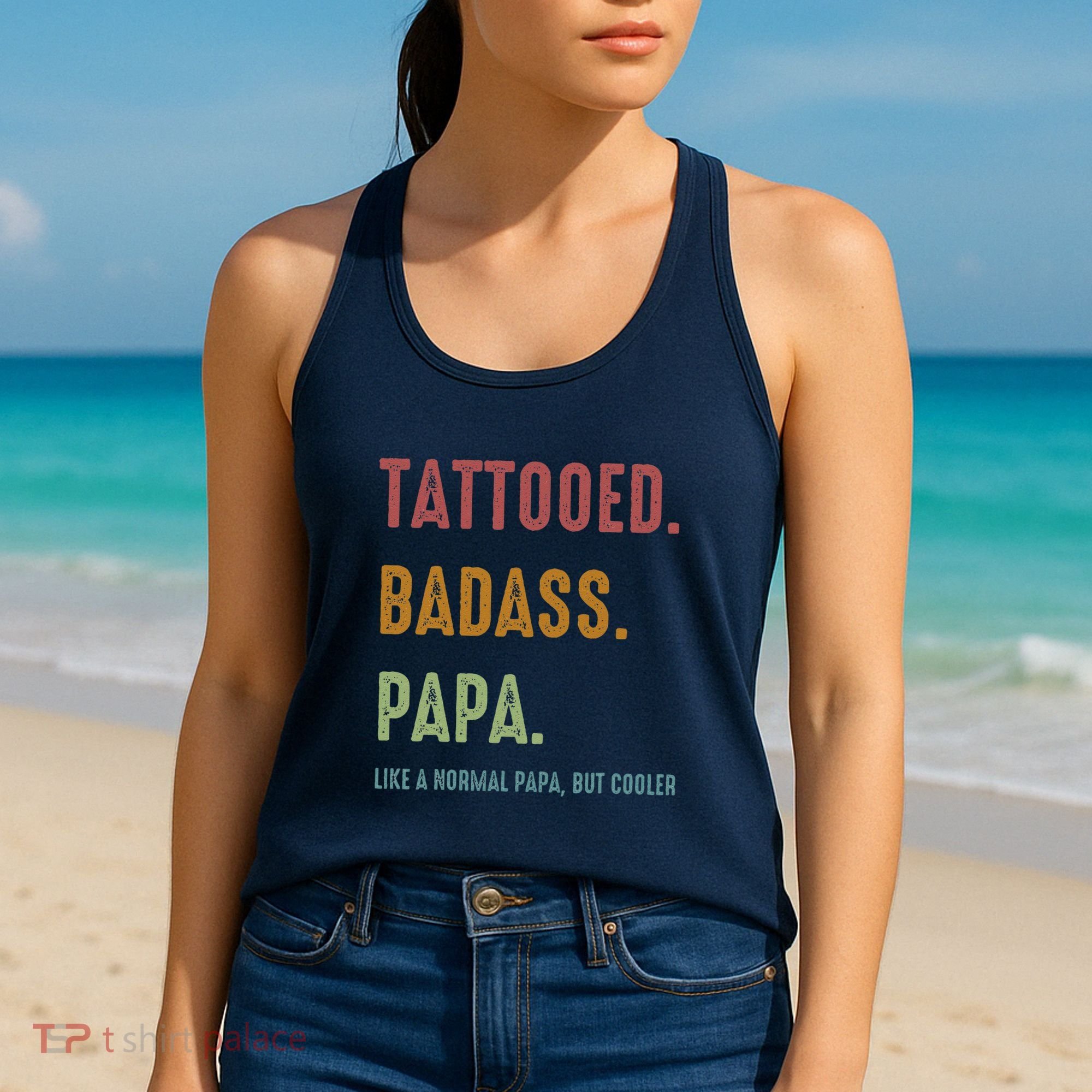 Tattooed Badass Papa Inked FatherS Day Present Women's Tank Top