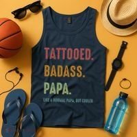 Tattooed Badass Papa Inked FatherS Day Present Tank Top thumb 4