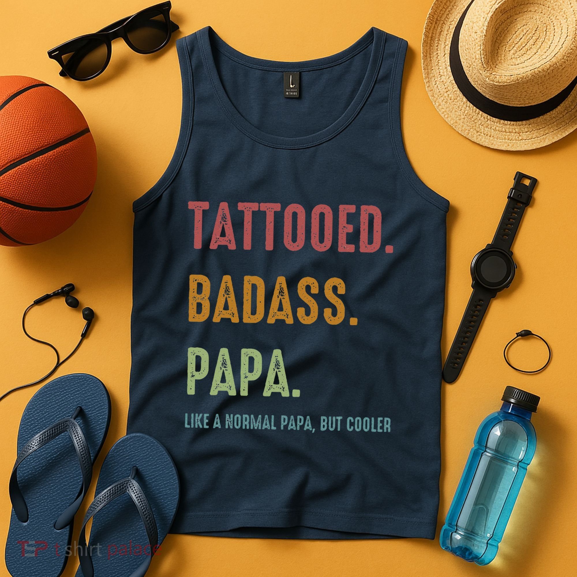 Tattooed Badass Papa Inked FatherS Day Present Tank Top