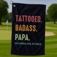 Tattooed Badass Papa Inked FatherS Day Present Golf Towel thumb 1