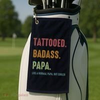 Tattooed Badass Papa Inked FatherS Day Present Golf Towel thumb 2
