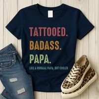 Tattooed Badass Papa Inked FatherS Day Present Women's T-Shirt thumb 3