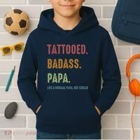 Tattooed Badass Papa Inked FatherS Day Present Kids Hoodie thumb 2