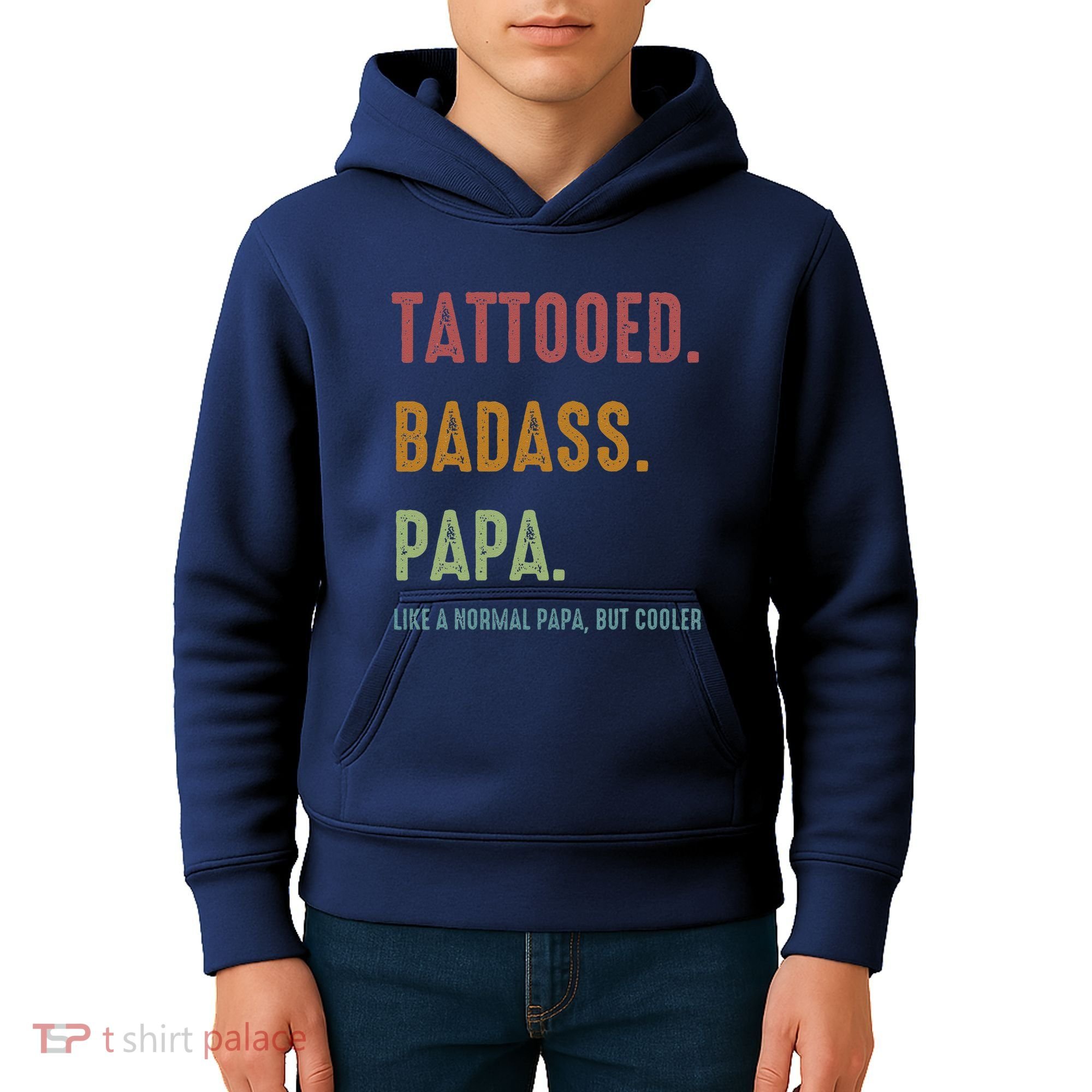 Tattooed Badass Papa Inked FatherS Day Present Kids Hoodie