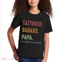 Tattooed Badass Papa Inked FatherS Day Present Kids T-Shirt thumb 2