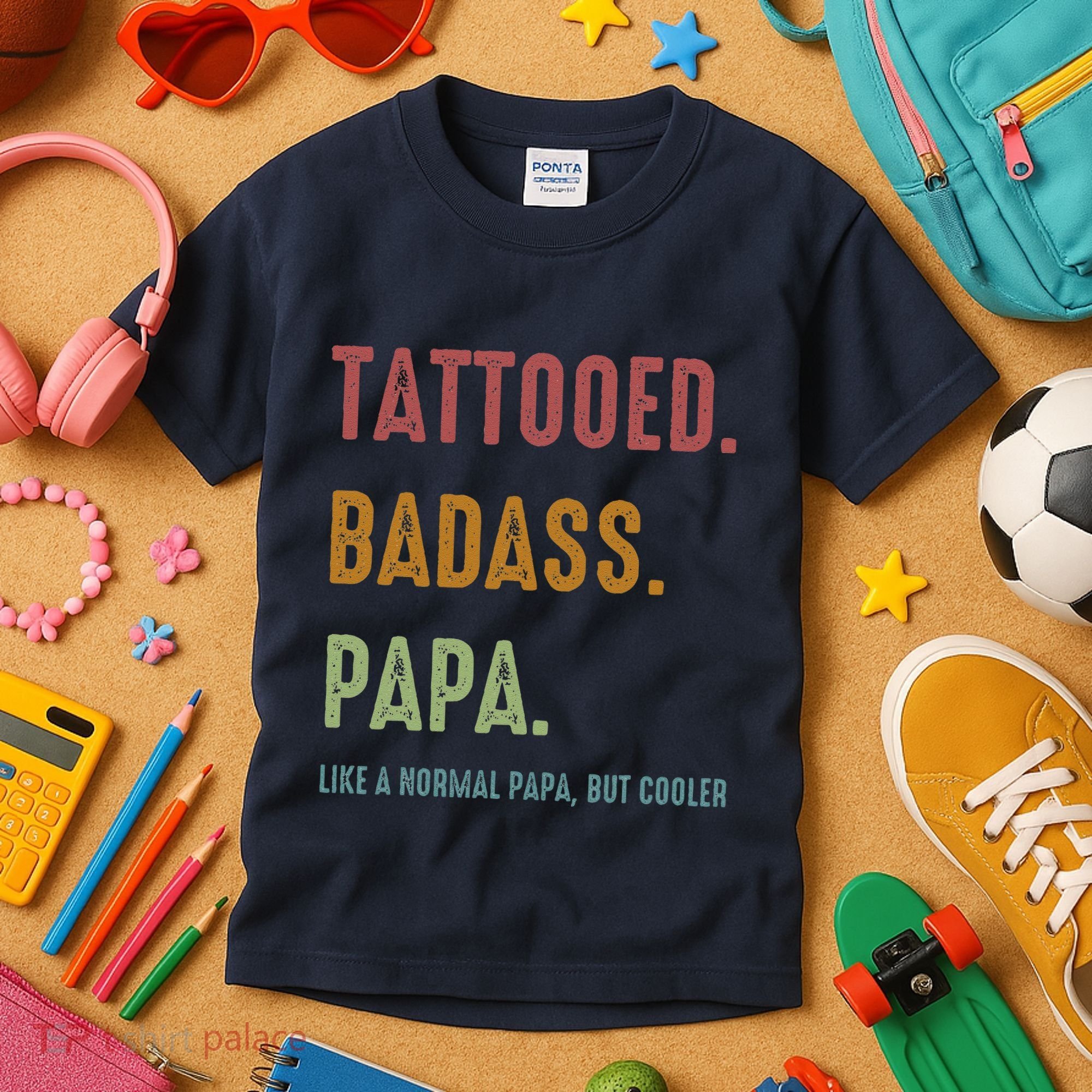 Tattooed Badass Papa Inked FatherS Day Present Kids T-Shirt