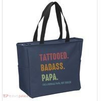 Tattooed Badass Papa Inked FatherS Day Present Tote Bag thumb 2