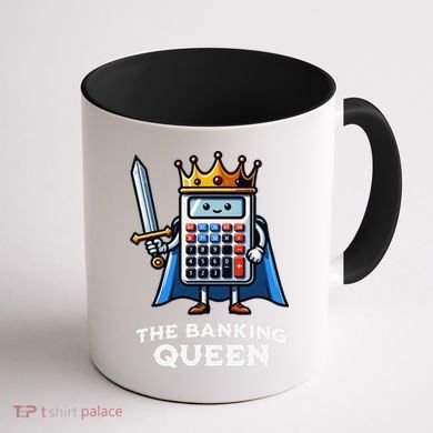 The Banking Queen Funny Illustration Calculator Coffee Mug back