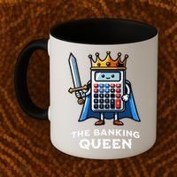 The Banking Queen Funny Illustration Calculator Coffee Mug thumb 2