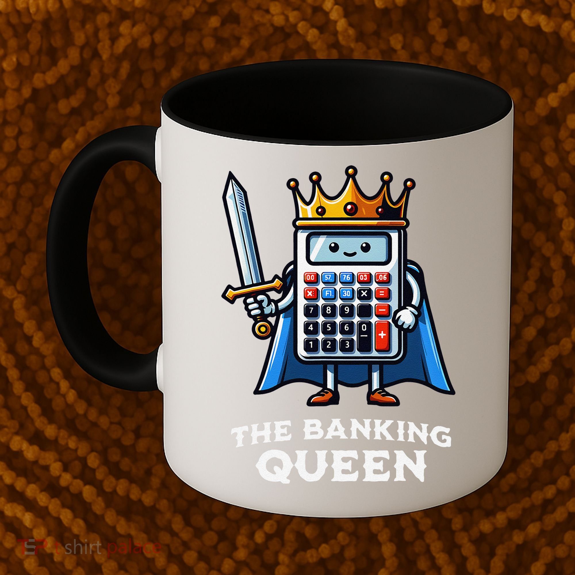The Banking Queen Funny Illustration Calculator Coffee Mug