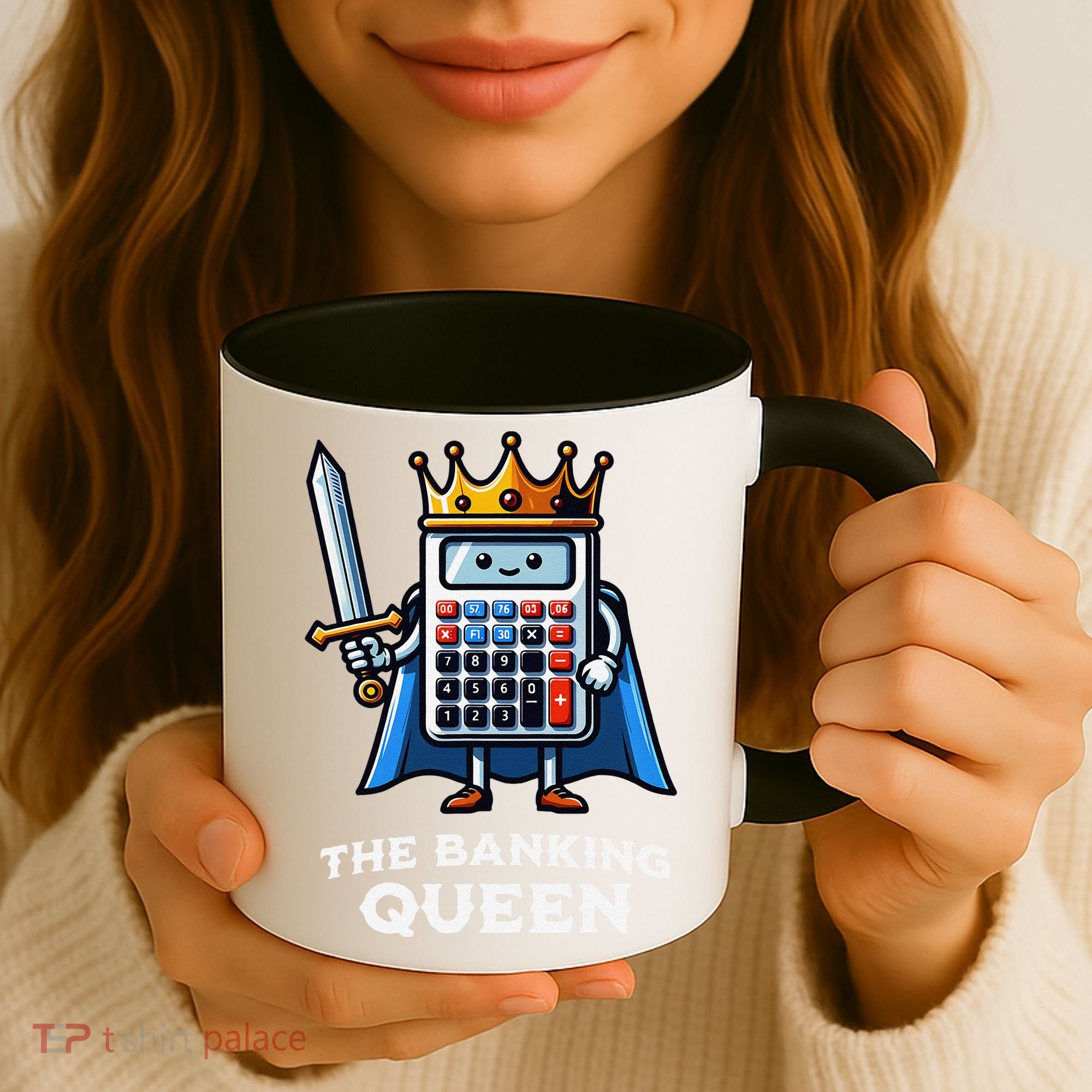 The Banking Queen Funny Illustration Calculator Coffee Mug