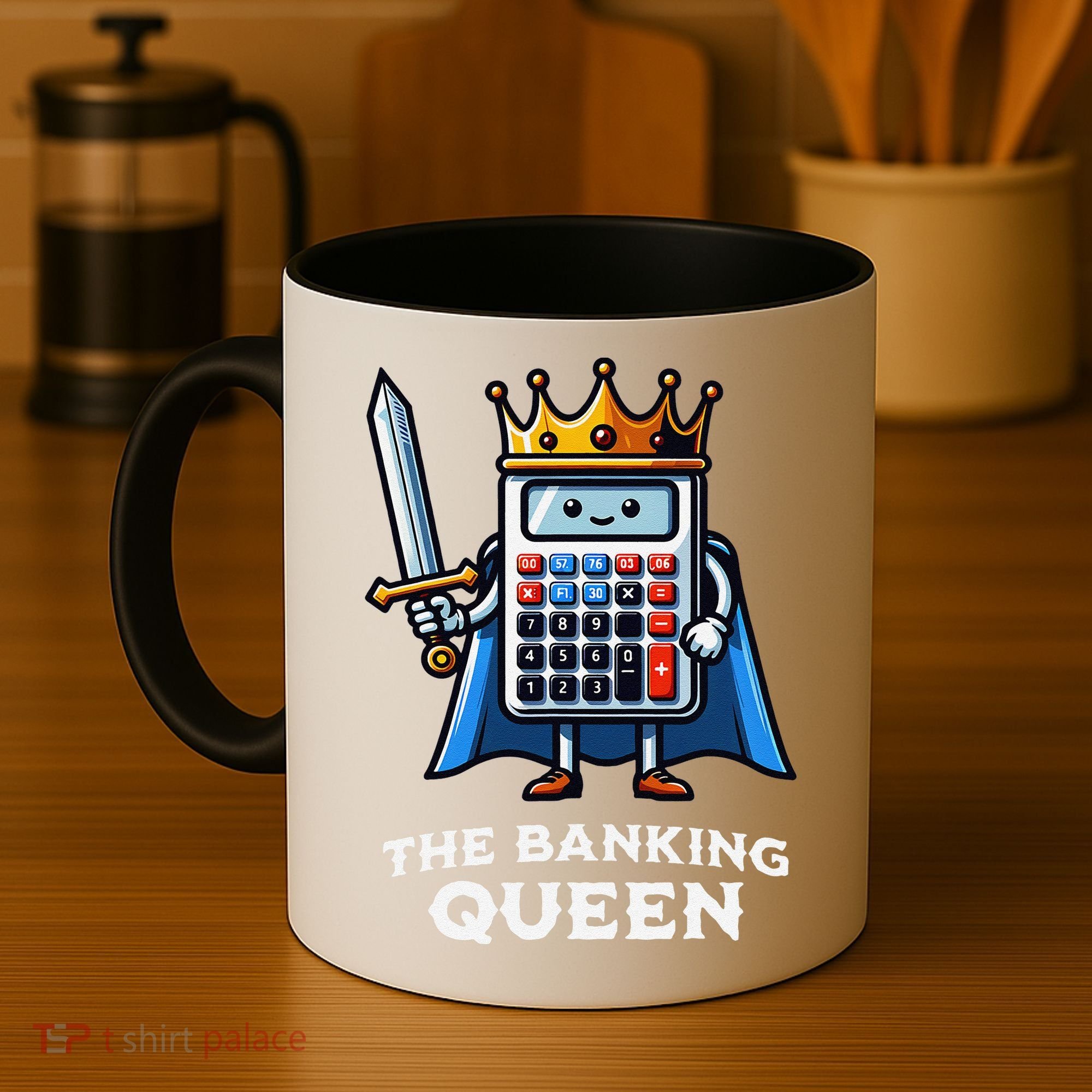 The Banking Queen Funny Illustration Calculator Coffee Mug