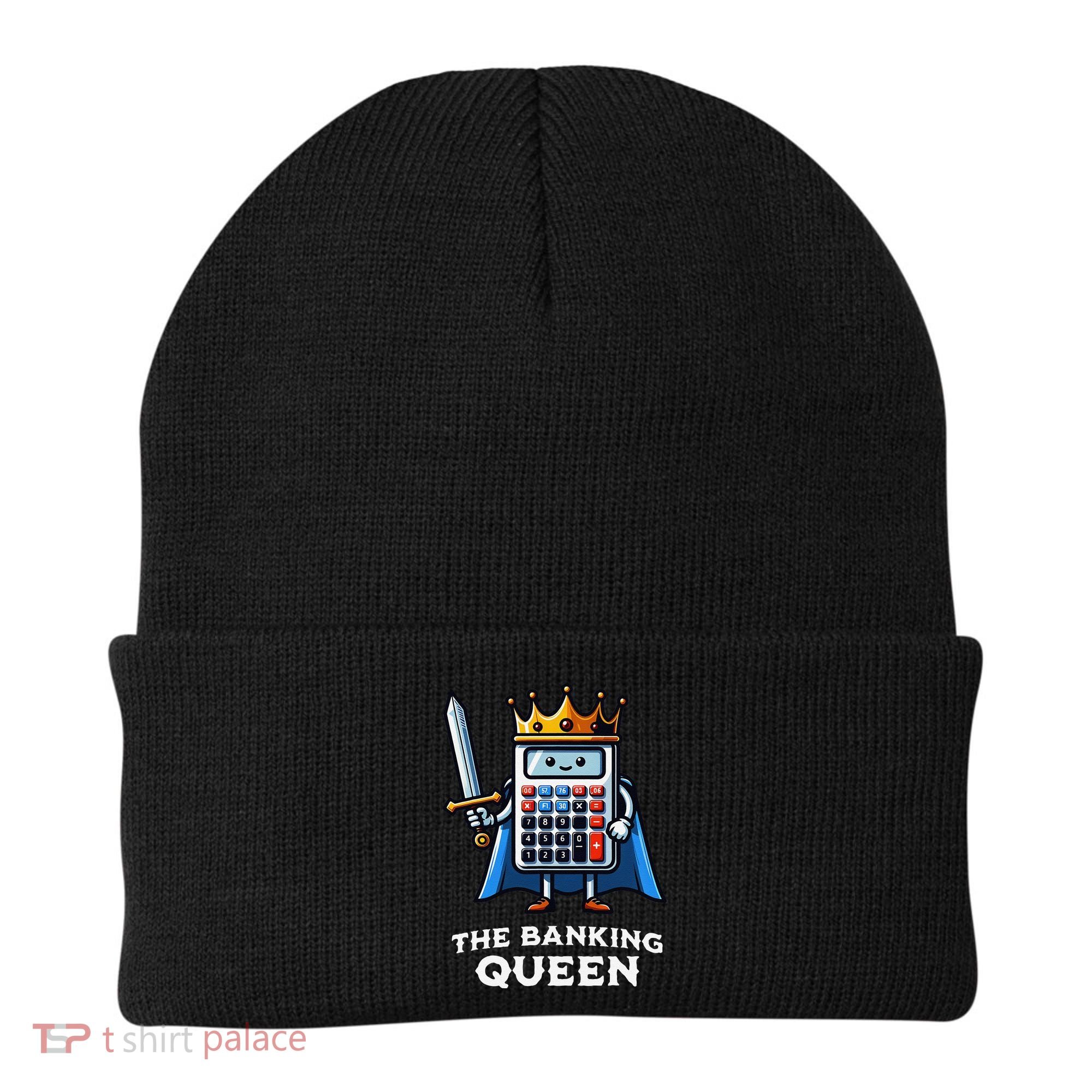 The Banking Queen Funny Illustration Calculator Beanie