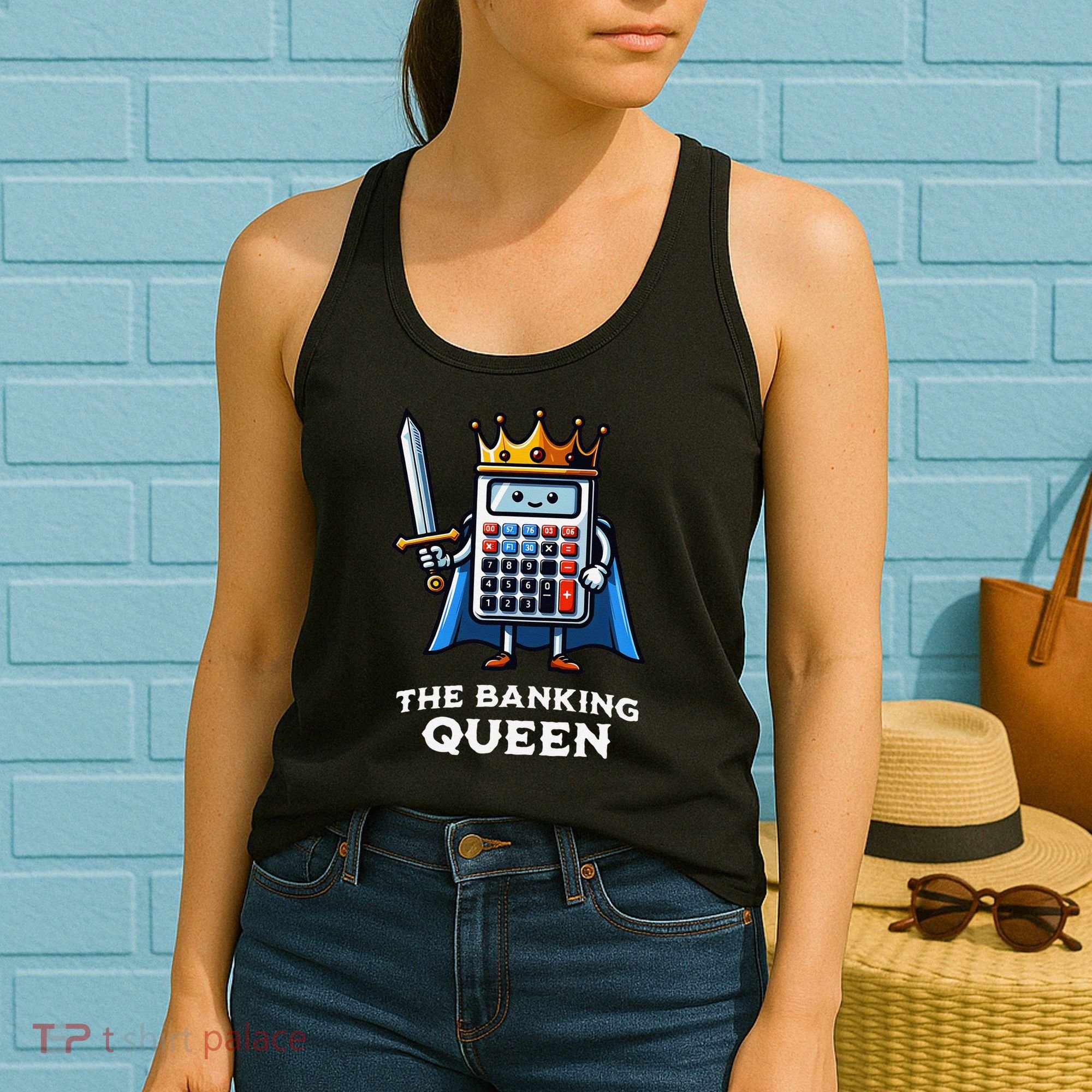 The Banking Queen Funny Illustration Calculator Women's Tank Top