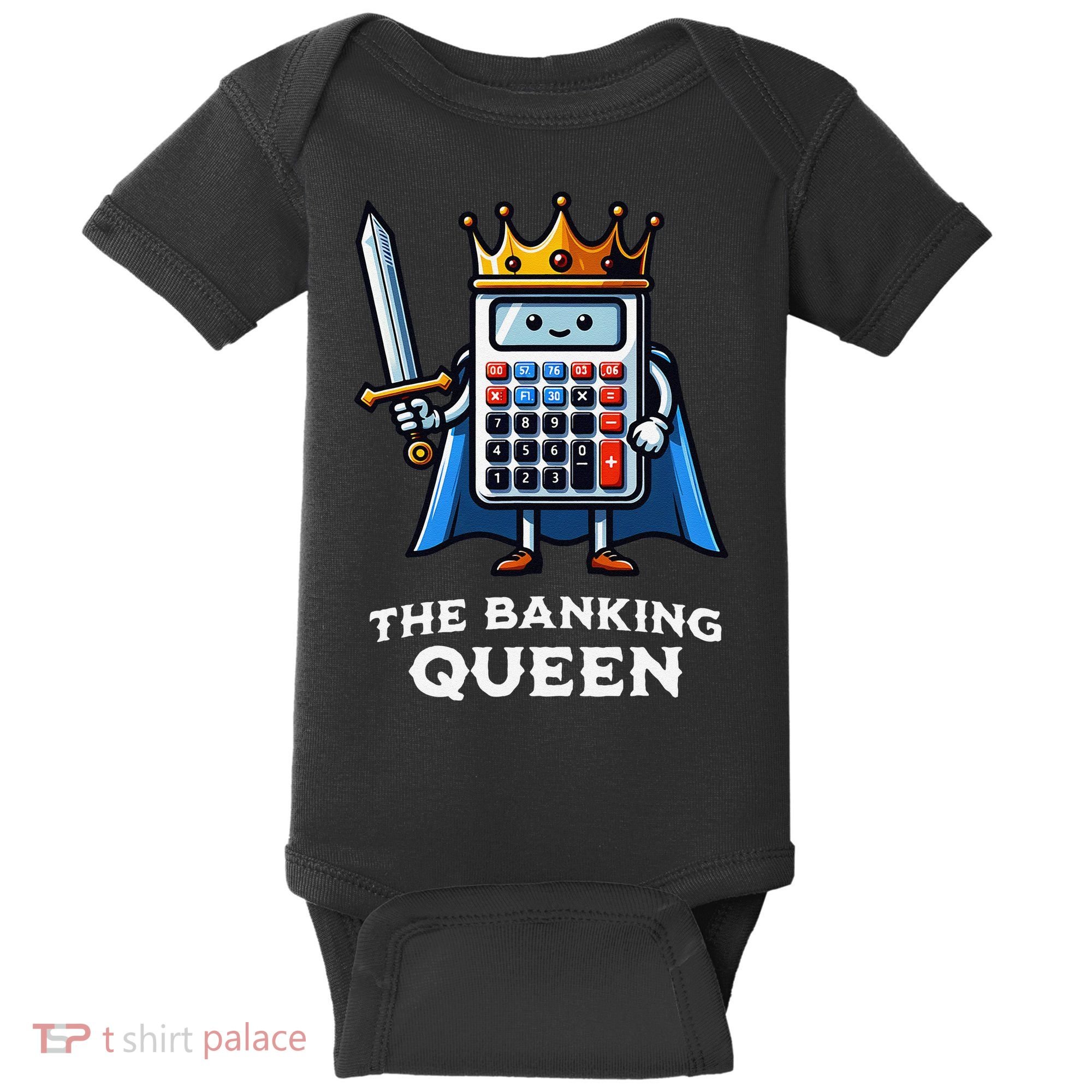 The Banking Queen Funny Illustration Calculator Baby Bodysuit