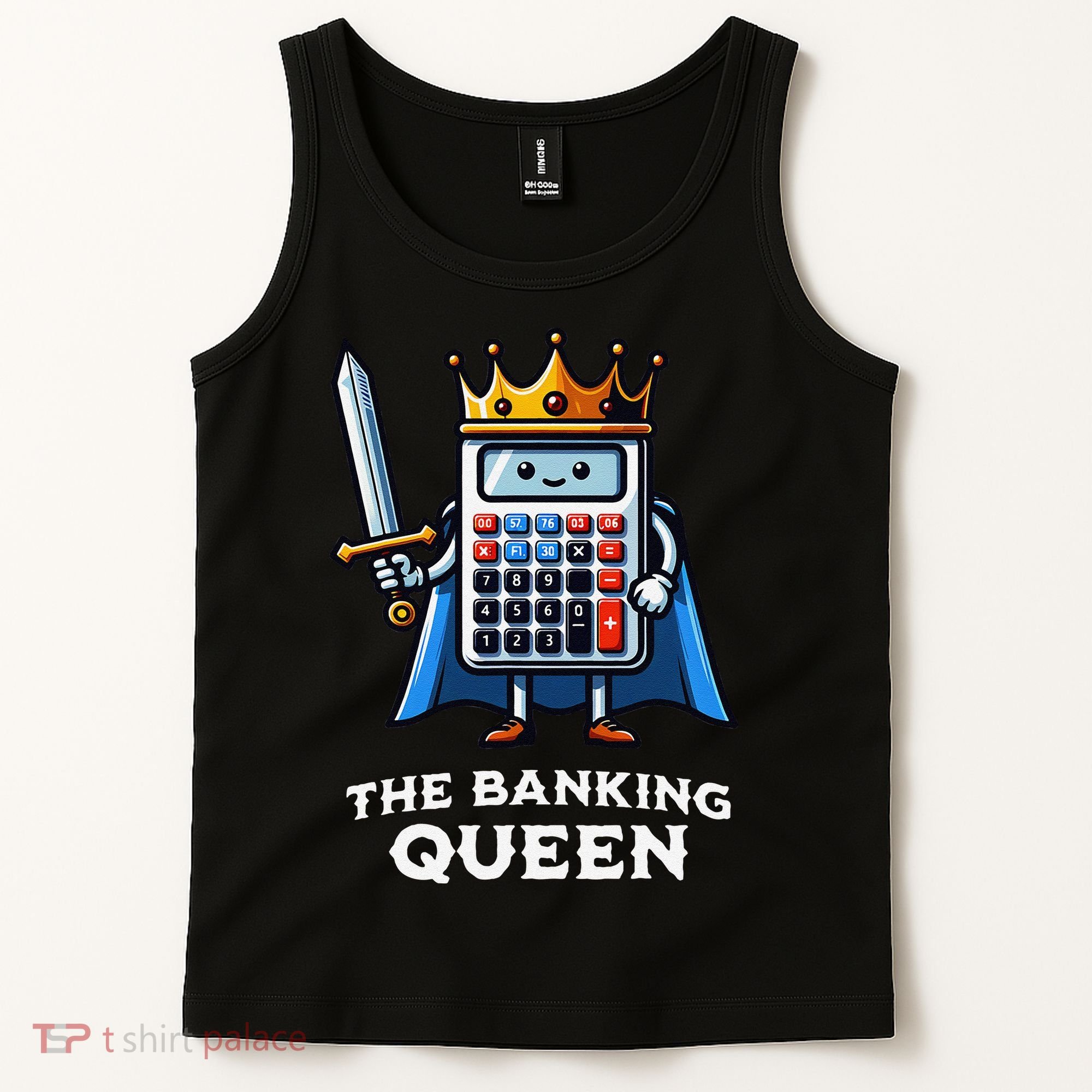 The Banking Queen Funny Illustration Calculator Tank Top