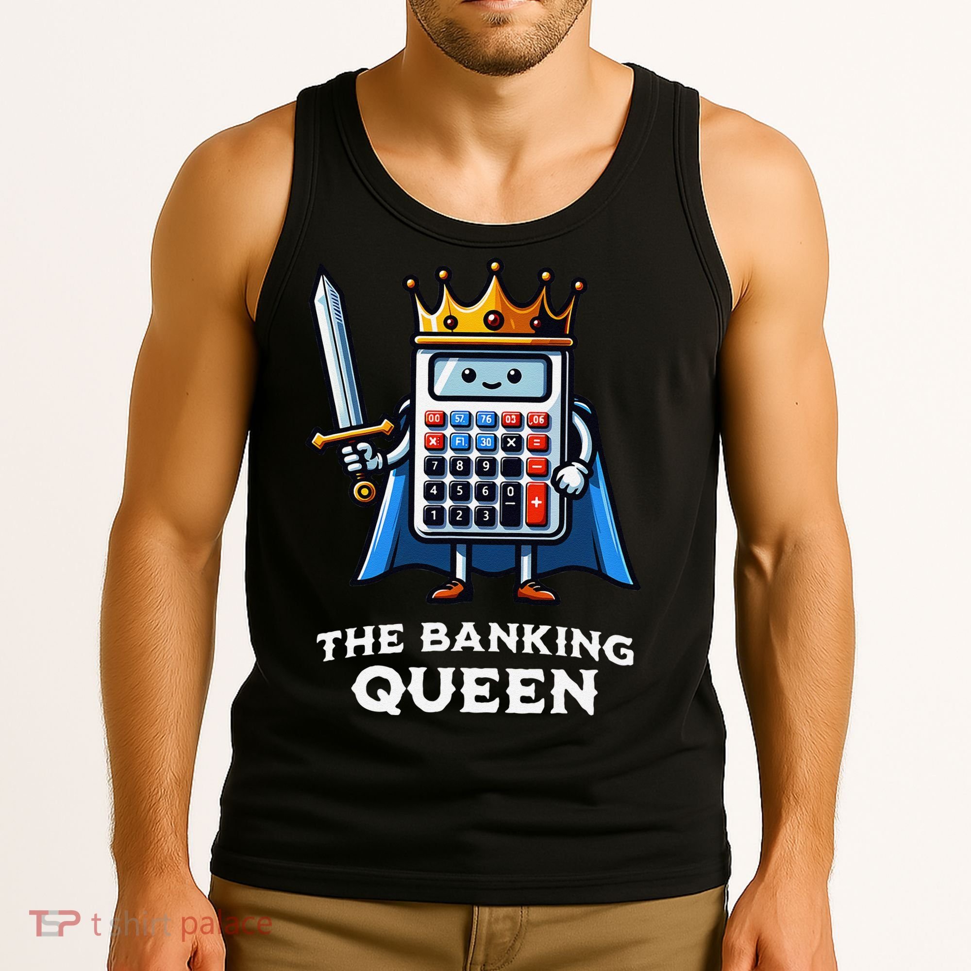 The Banking Queen Funny Illustration Calculator Tank Top