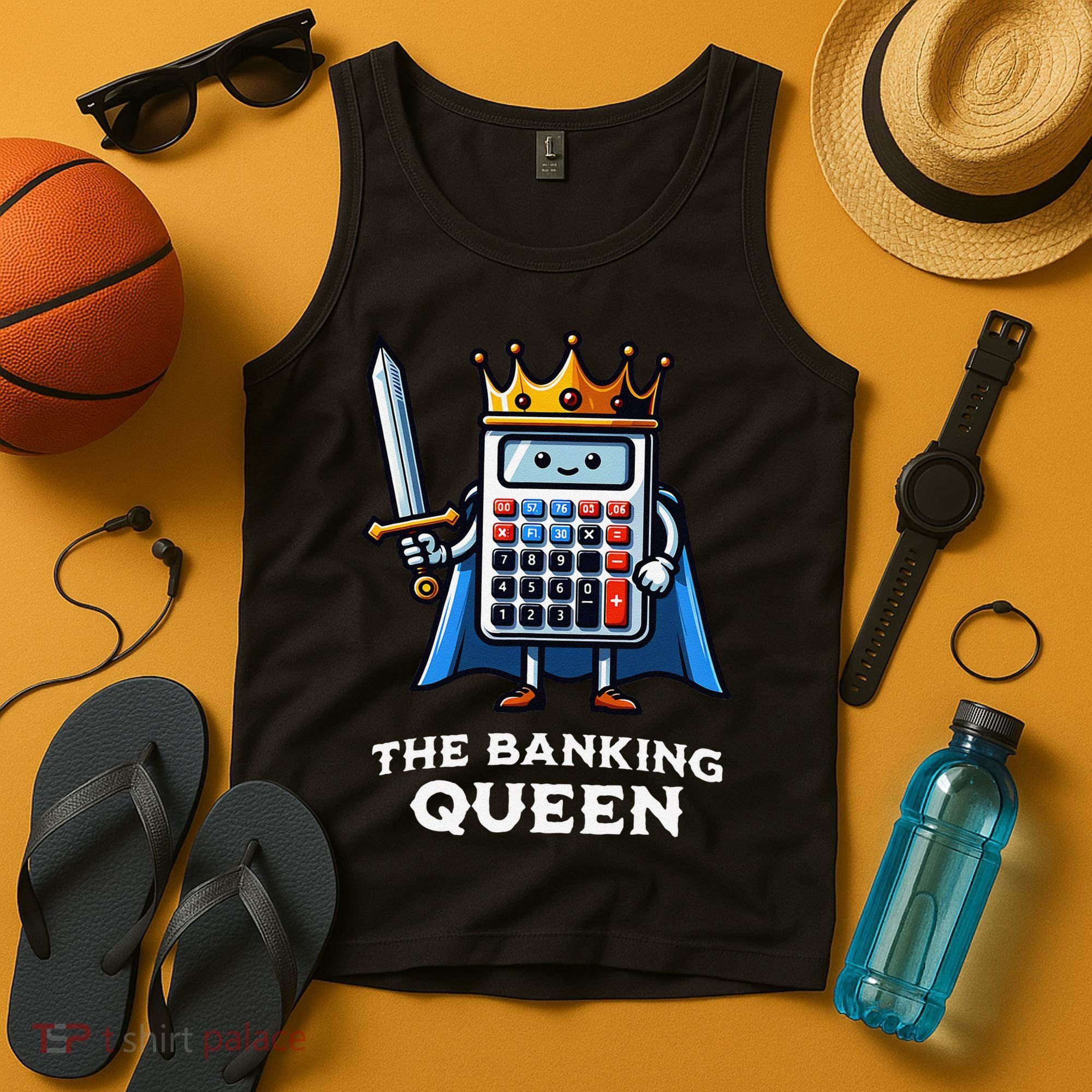 The Banking Queen Funny Illustration Calculator Tank Top
