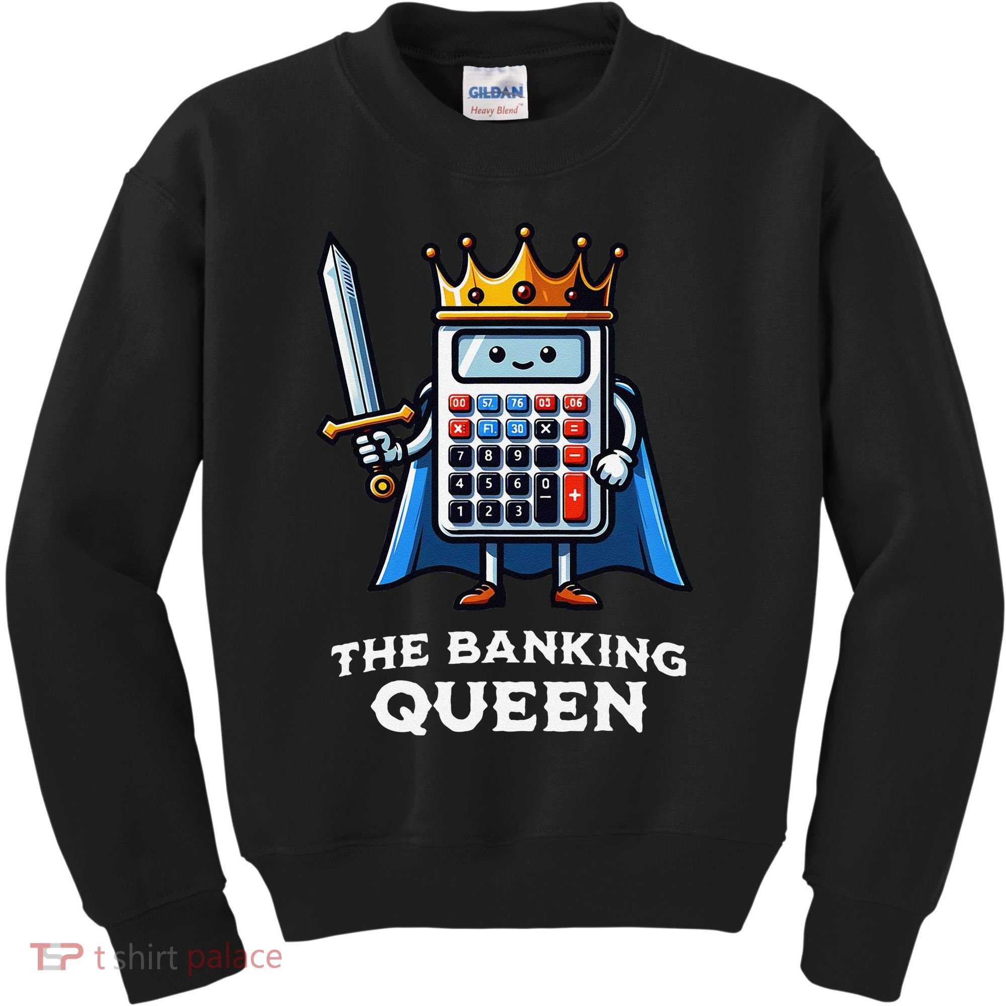 The Banking Queen Funny Illustration Calculator Kids Sweatshirt