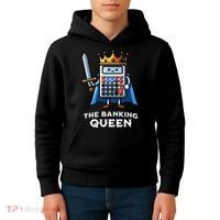 The Banking Queen Funny Illustration Calculator Kids Hoodie thumb 4