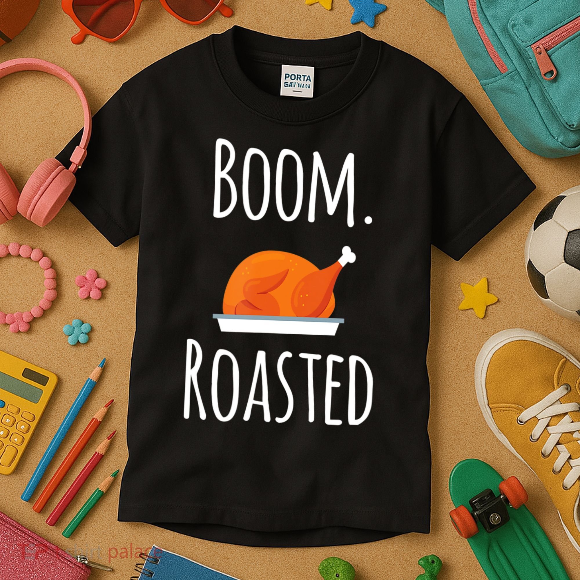 Thanksgiving Boom Roasted Turkey Kids T-Shirt