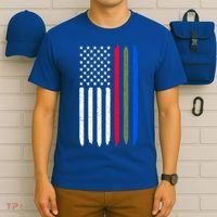 Thin Blue Red Green Line American Flag Police Military Fire Gift T-Shirt thumb 6