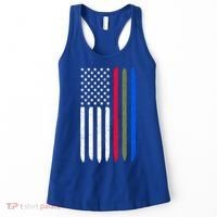 Thin Blue Red Green Line American Flag Police Military Fire Gift Women's Tank Top thumb 0