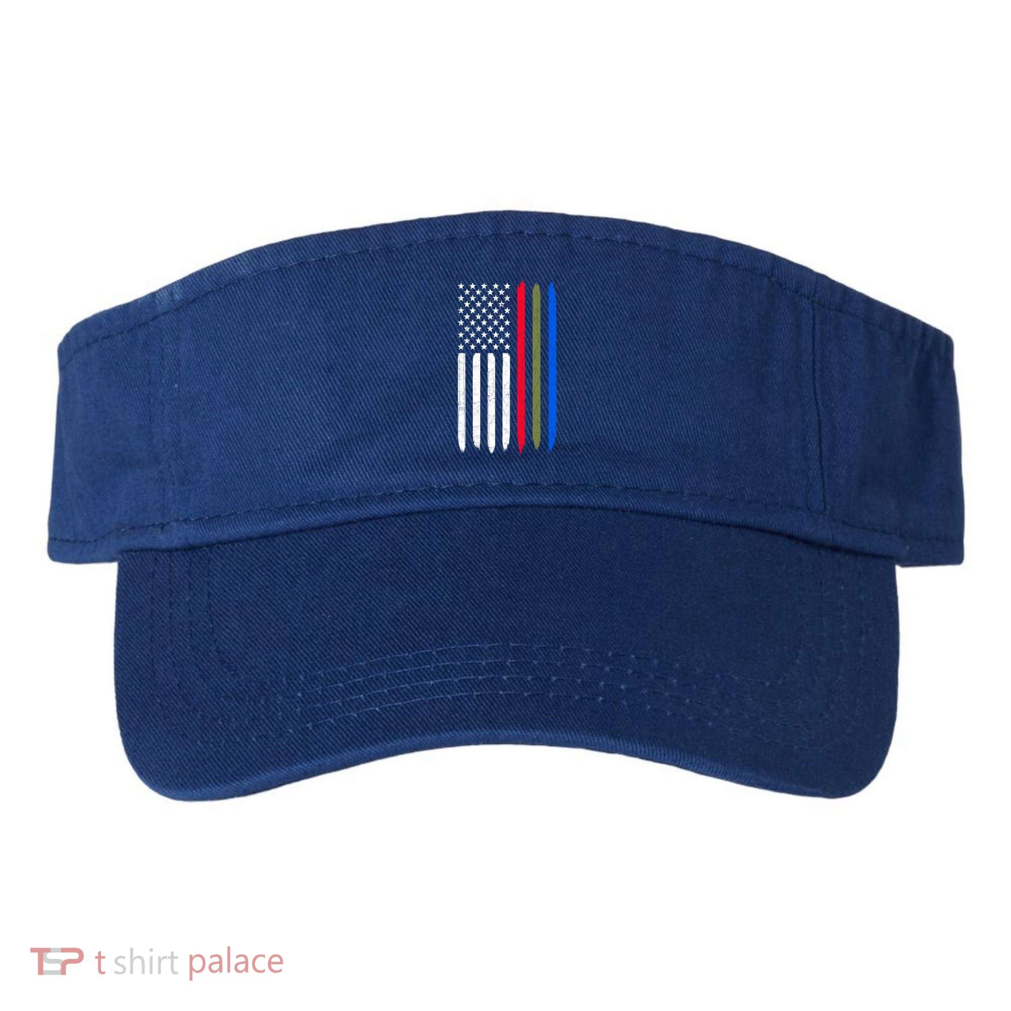 Thin Blue Red Green Line American Flag Police Military Fire Gift Visor