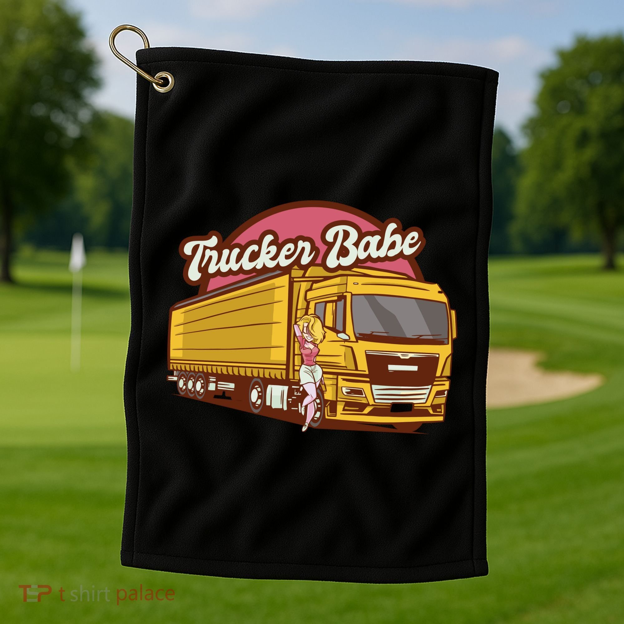 Trucker Babe Retro Golf Towel