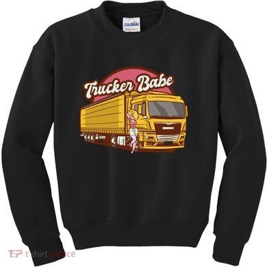 Trucker Babe Retro Kids Sweatshirt