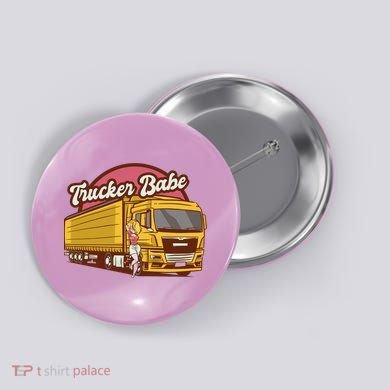 Trucker Babe Retro Button