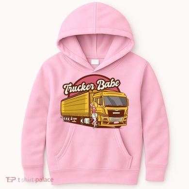 Trucker Babe Retro Kids Hoodie