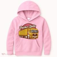 Trucker Babe Retro Kids Hoodie thumb 0